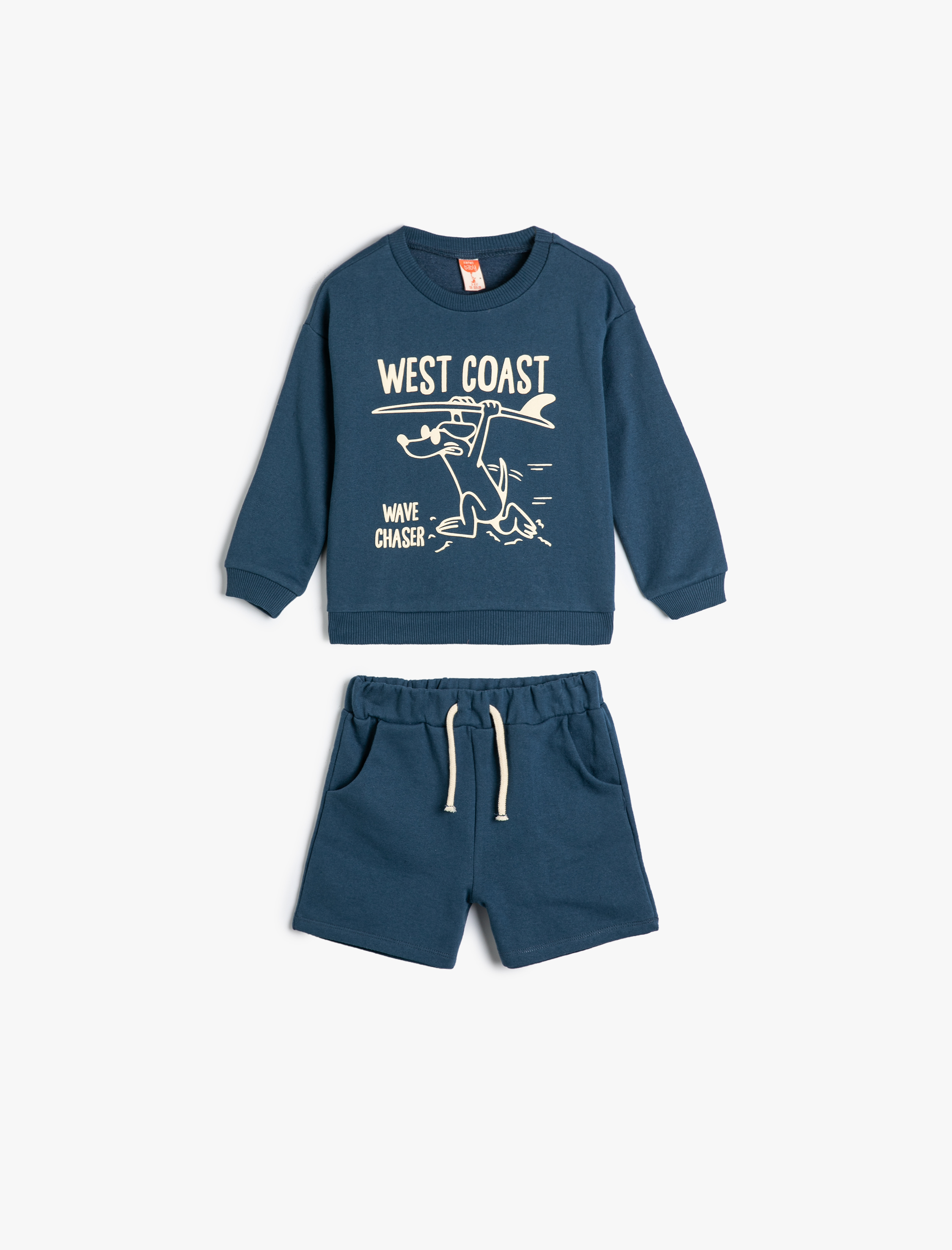  Erkek Bebek Takım 2'li Şort Sweatshirt Köpek Baskılı Pamuklu