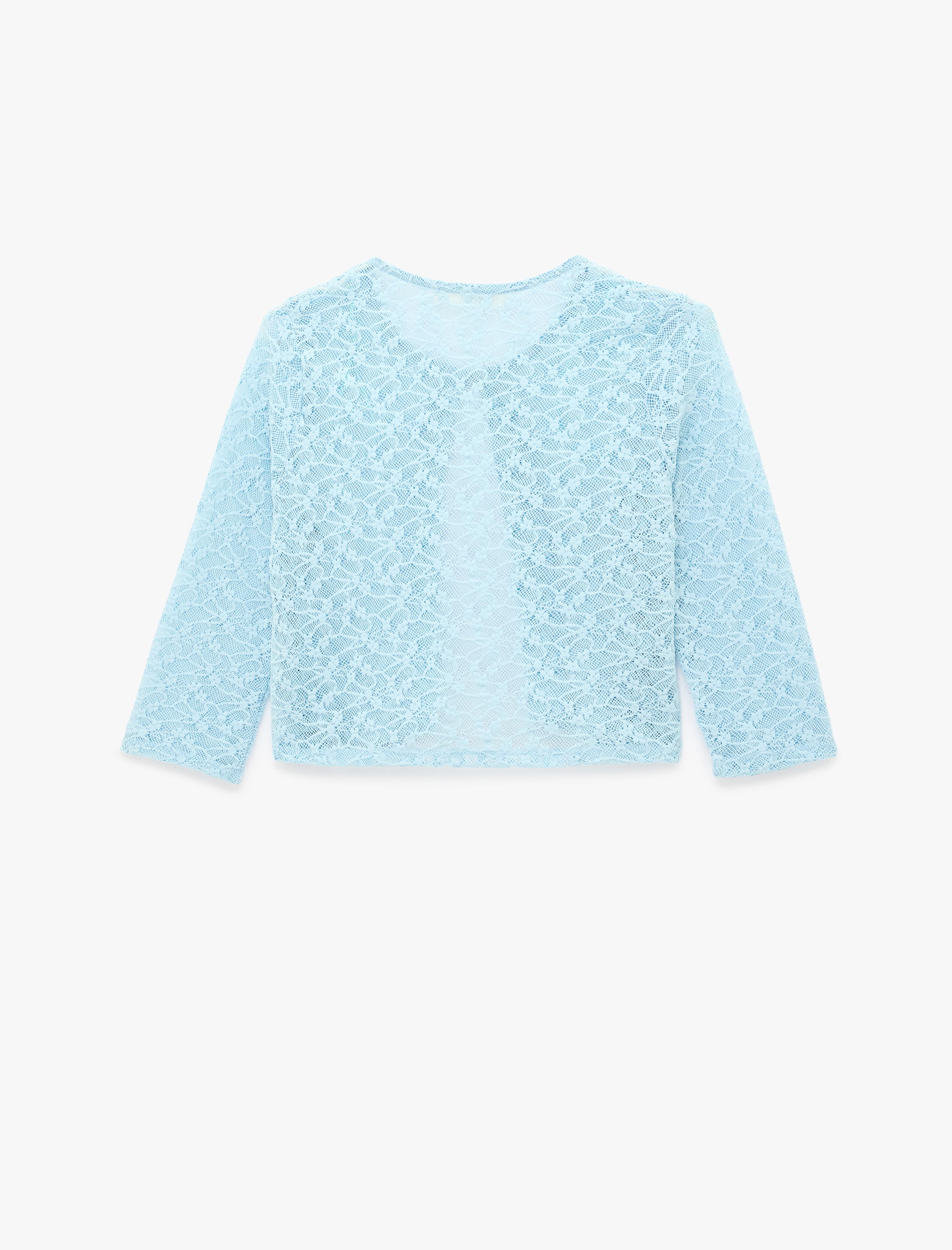   Yuvarlak Yaka Yarı Transparan Yarım Kol Crop Dantel Crop Bluz