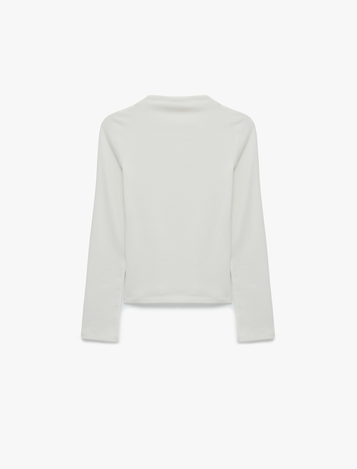  Modal Karışımlı Slim Fit Dik Yaka Uzun Kollu Tişört