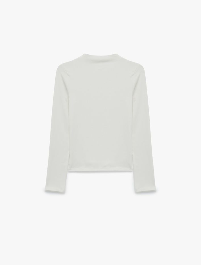 Modal Karışımlı Slim Fit Dik Yaka Uzun Kollu Tişört