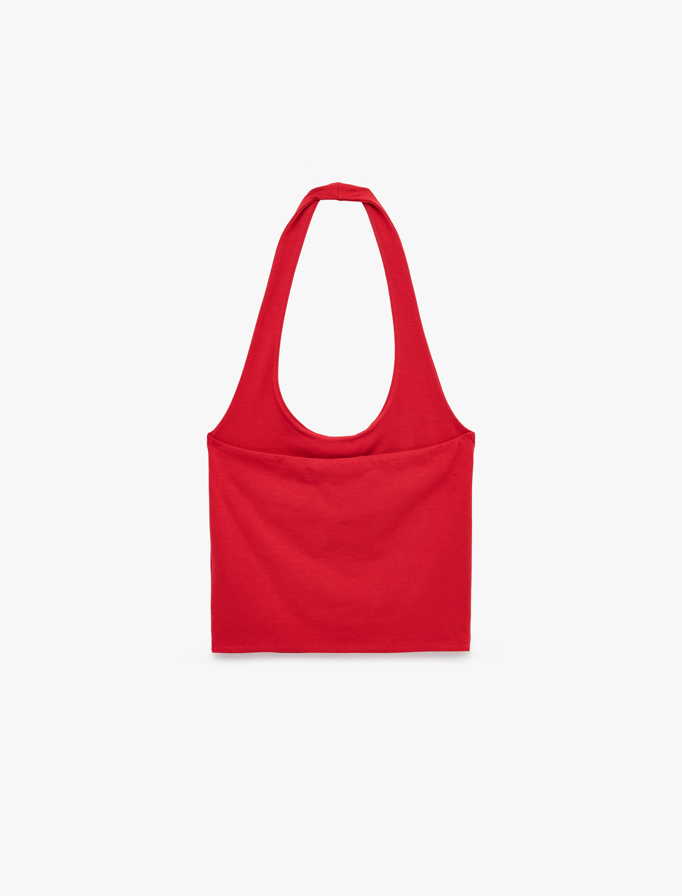   Halter Yaka Kolsuz Pamuklu Crop Bluz