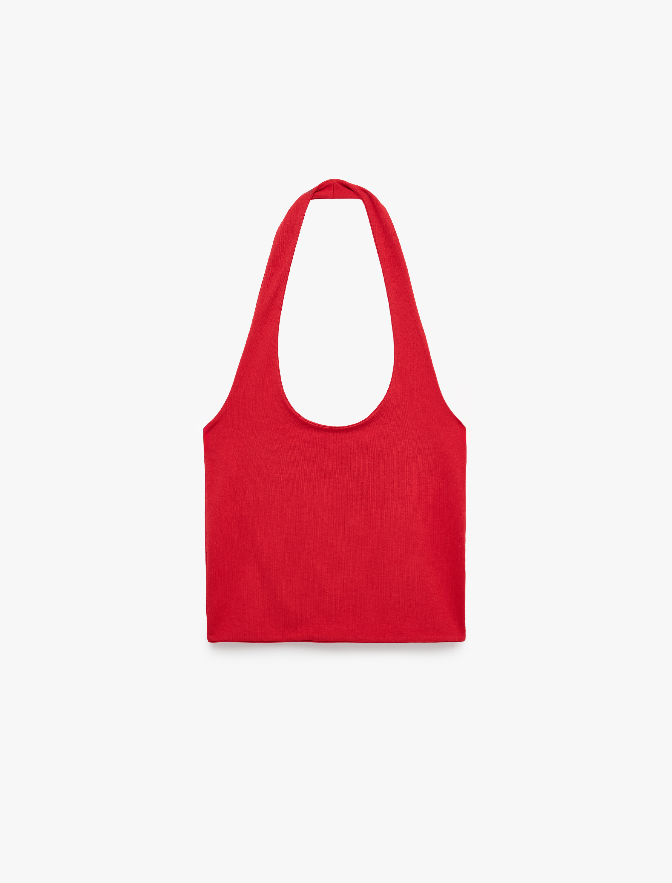   Halter Yaka Kolsuz Pamuklu Crop Bluz