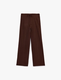 Normal Bel Cepli Bağcıklı Geniş Paça Pantolon