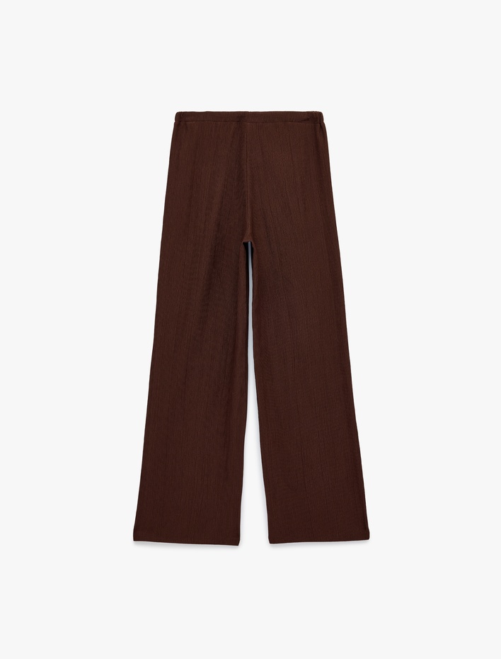  Normal Bel Cepli Bağcıklı Geniş Paça Pantolon