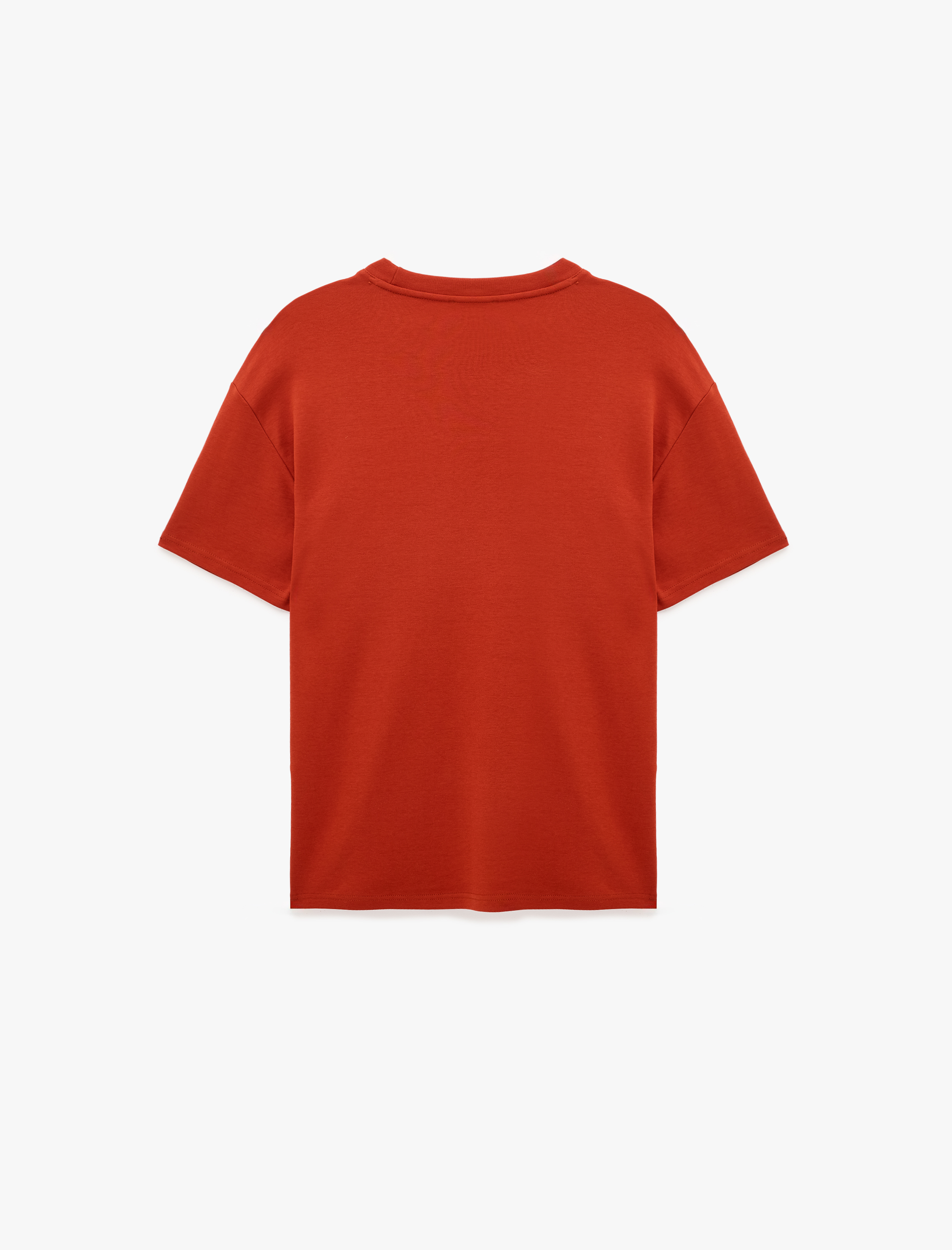   Pamuklu Bisiklet Yaka Kısa Kollu Basic Oversize Tişört