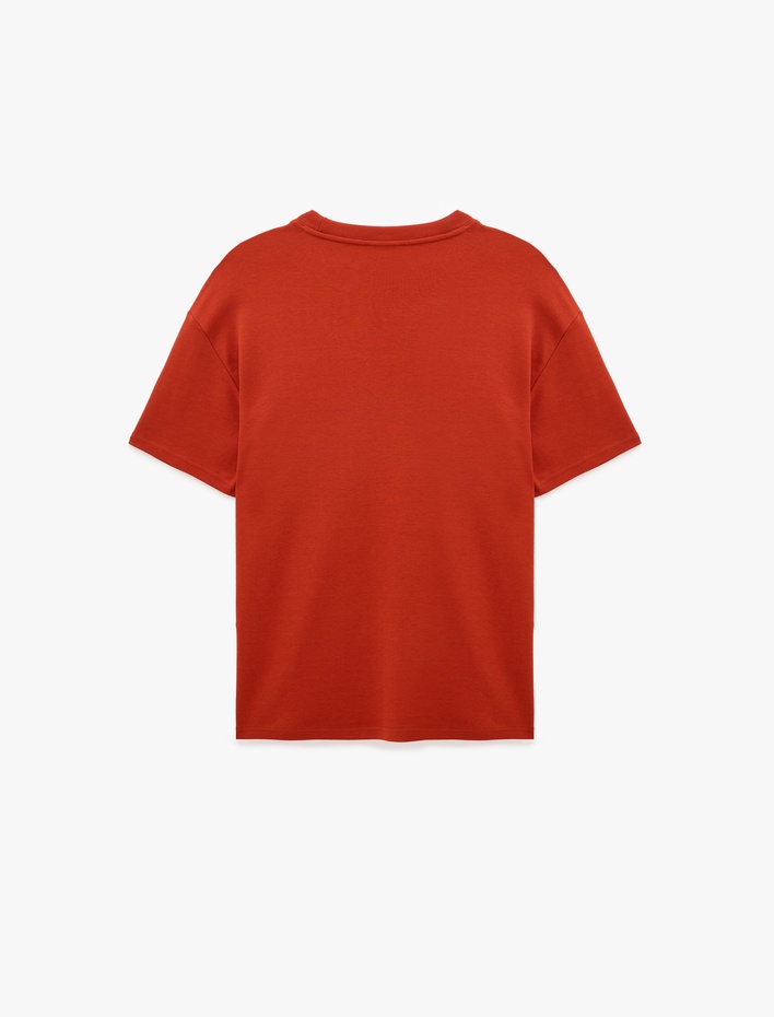  Pamuklu Bisiklet Yaka Kısa Kollu Basic Oversize Tişört