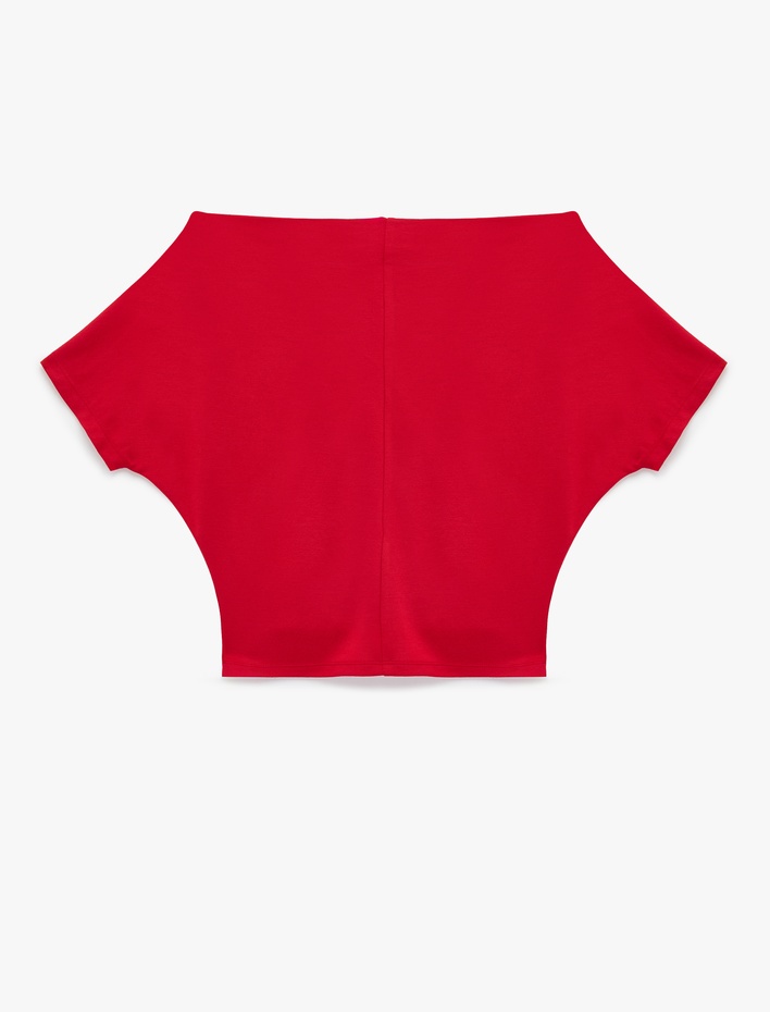  Modal Karışımlı Slim Fit Yarasa Kol Kayık Yaka Tişört