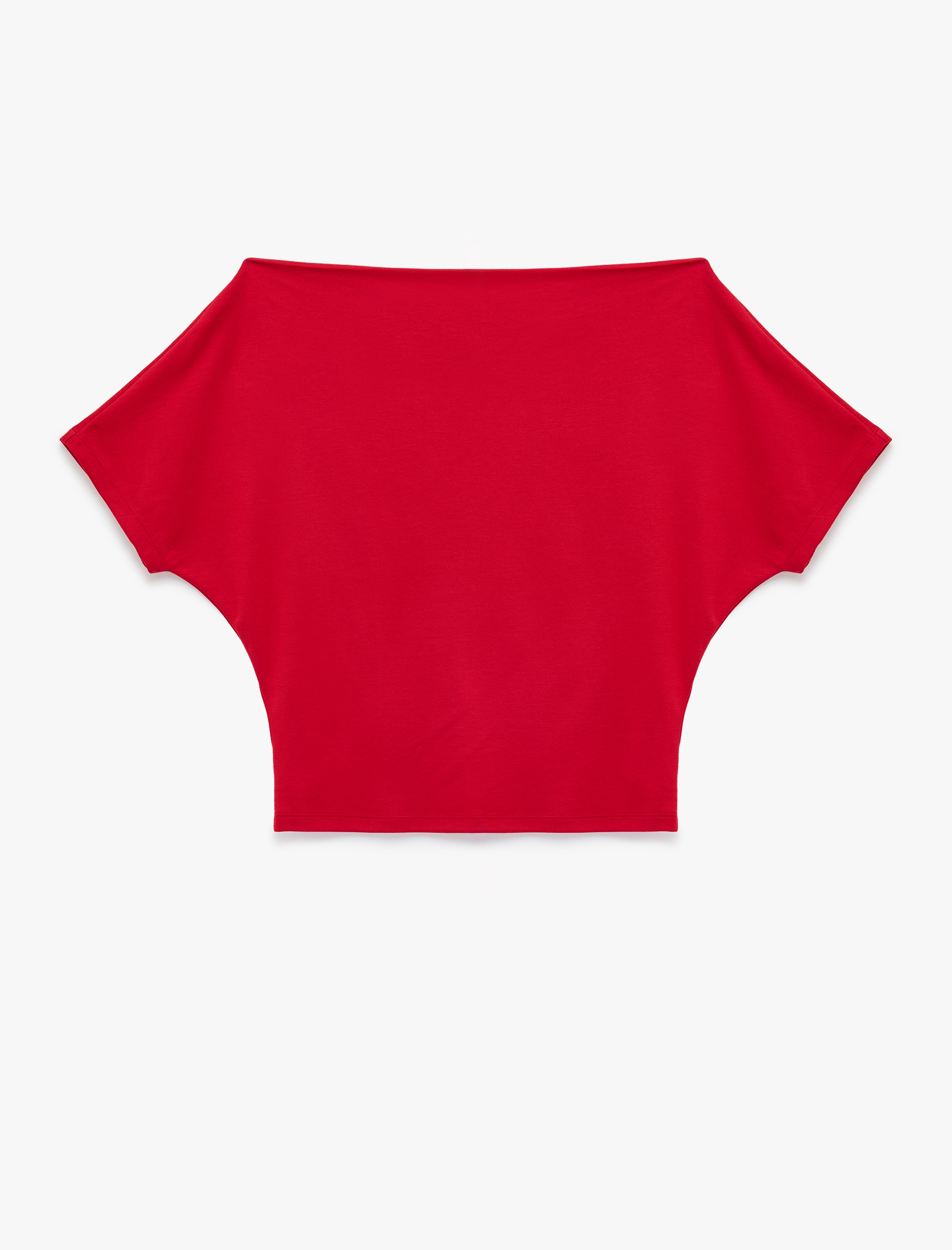   Modal Karışımlı Slim Fit Yarasa Kol Kayık Yaka Tişört