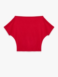 Modal Karışımlı Slim Fit Yarasa Kol Kayık Yaka Tişört