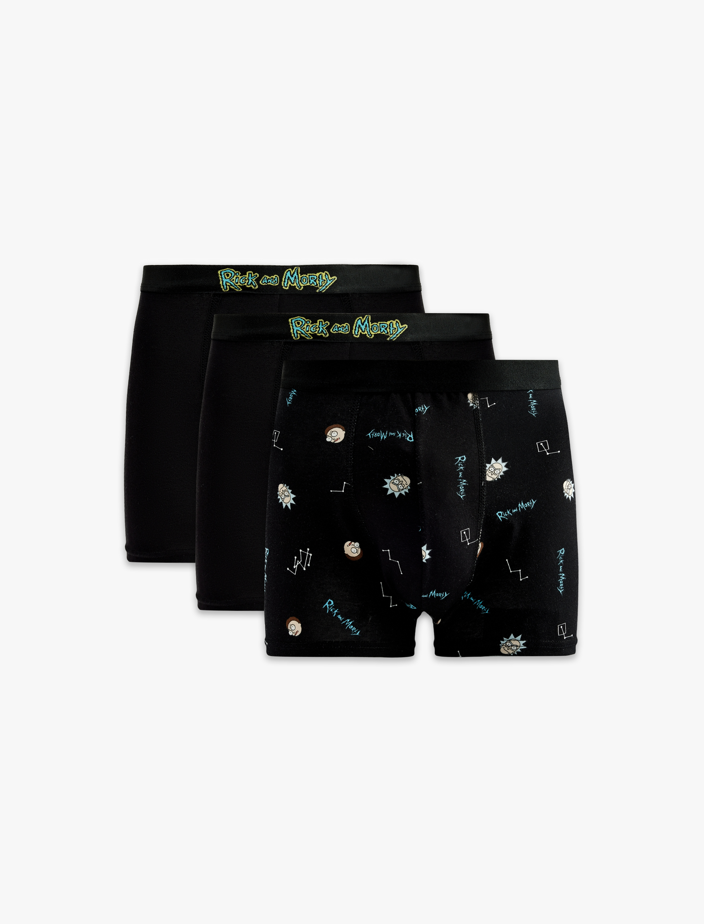   Lisanslı Rick and Morty Baskılı 3'lü Pamuklu Boxer Seti