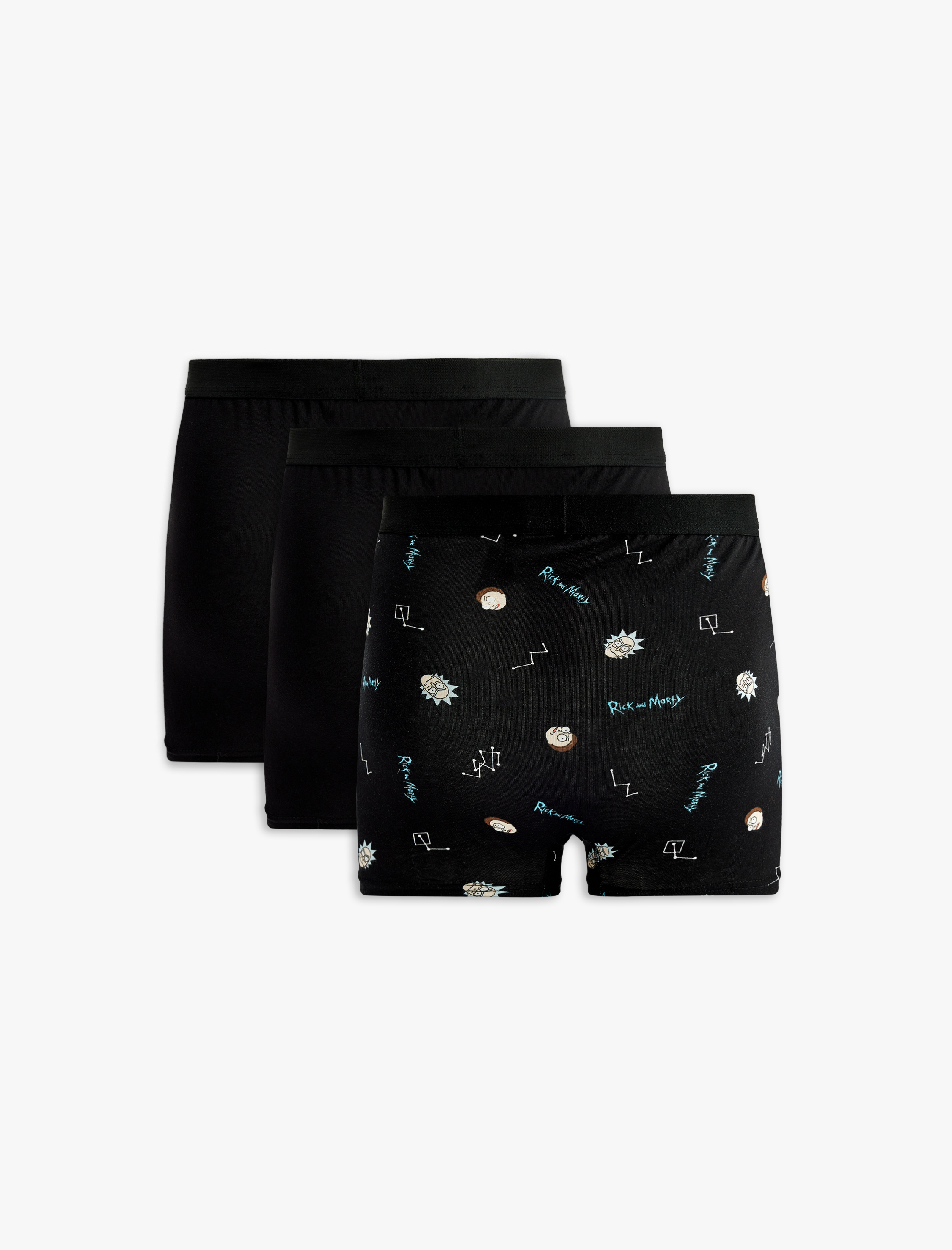   Lisanslı Rick and Morty Baskılı 3'lü Pamuklu Boxer Seti