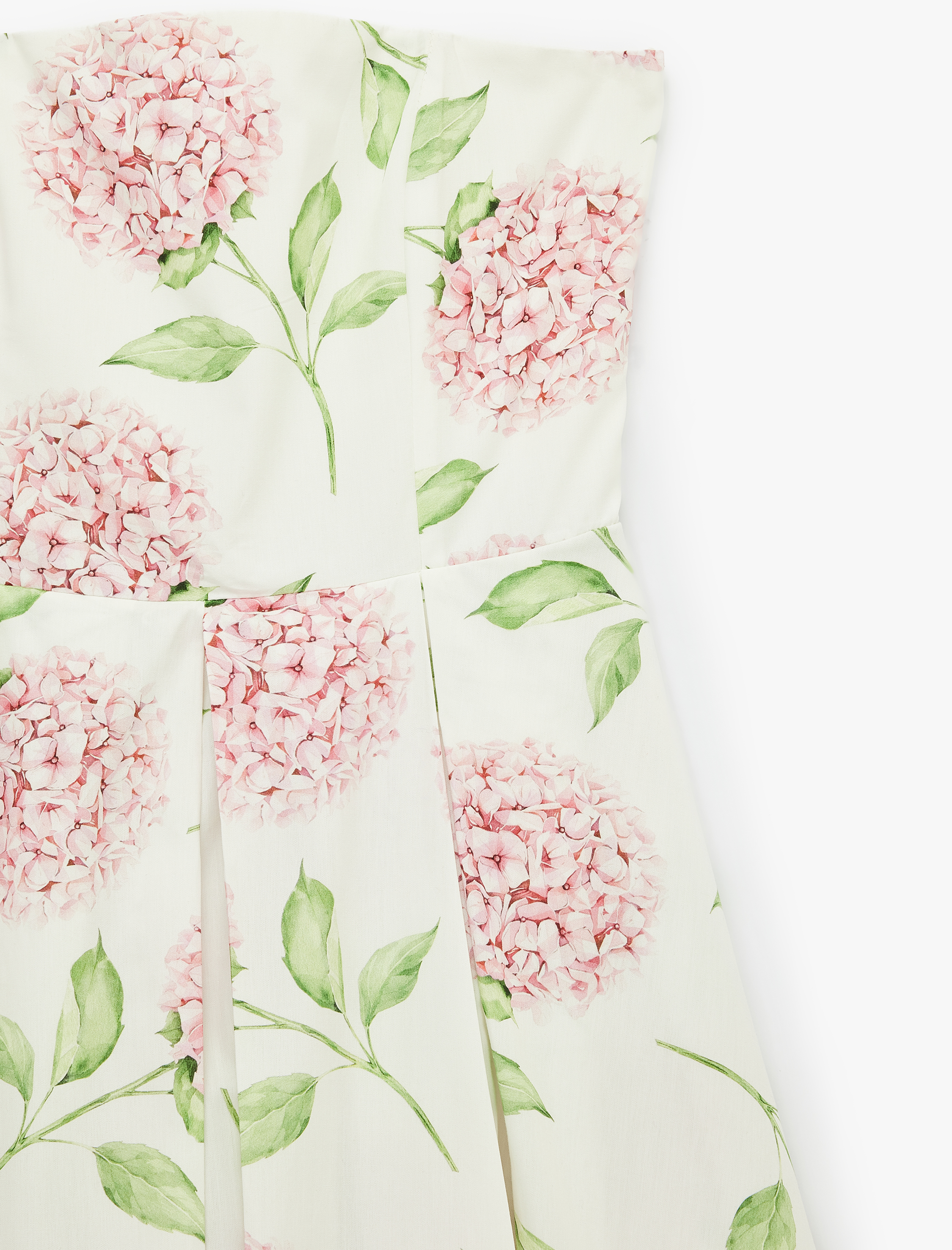   Koton X Sibil Çetinkaya - Pamuklu Pile Detaylı Çiçek Desenli Straplez Midi Poplin Elbise