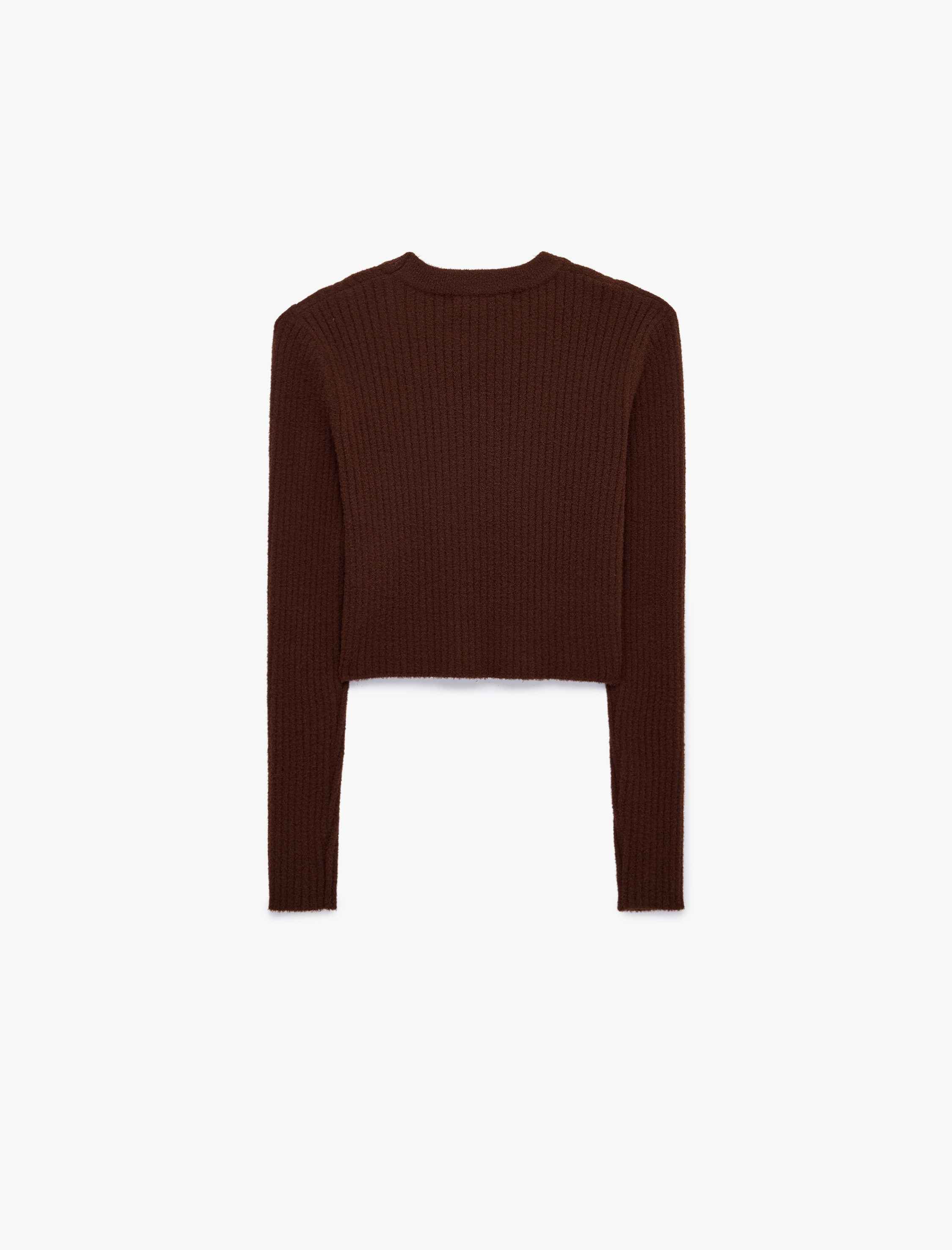   Bisiklet Yaka Uzun Kollu Slim Fit Basic Crop Triko Kazak