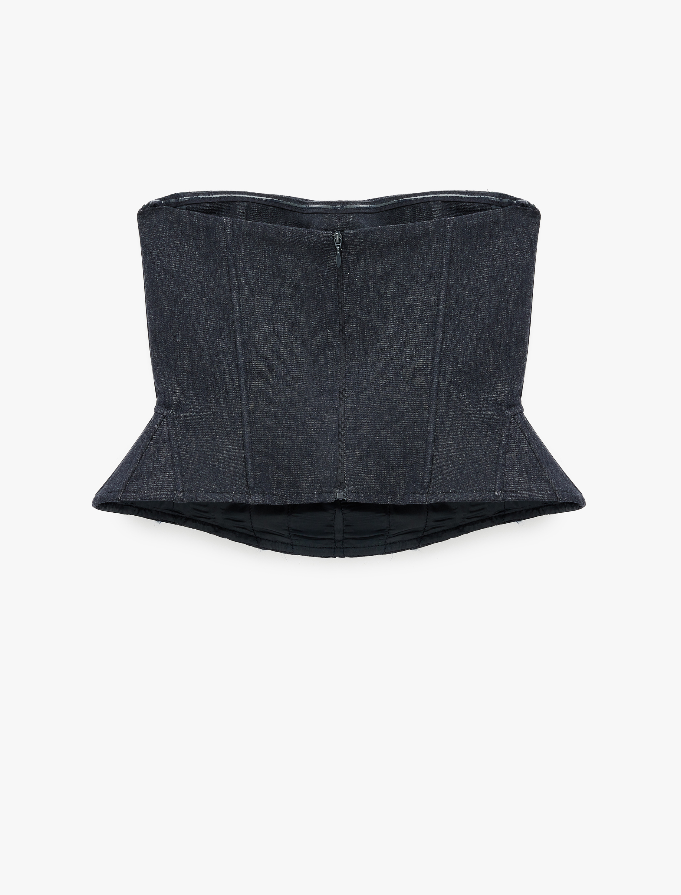   Slim Fit Nervürlü Kolsuz Straplez Korse Büstiyer
