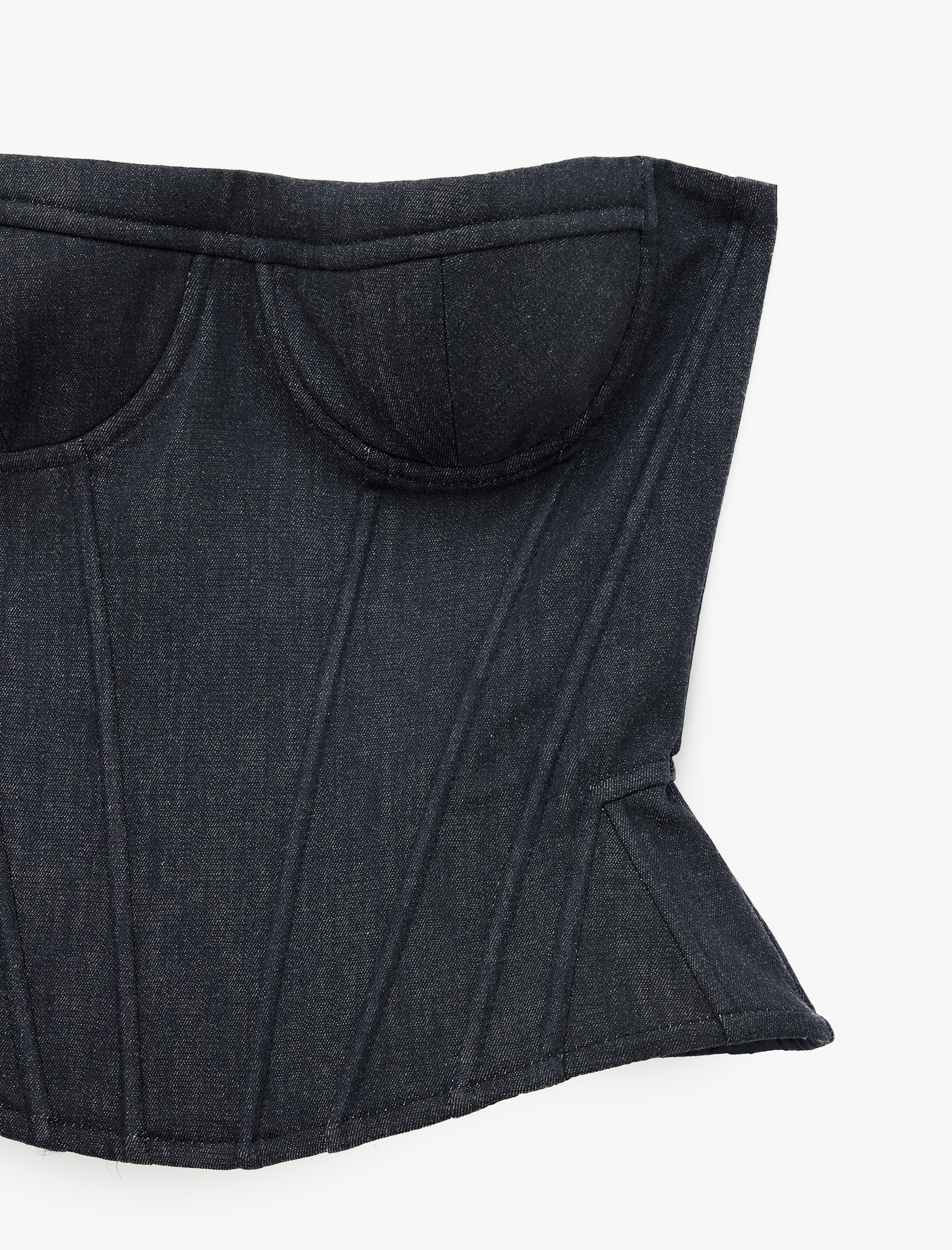   Slim Fit Nervürlü Kolsuz Straplez Korse Büstiyer