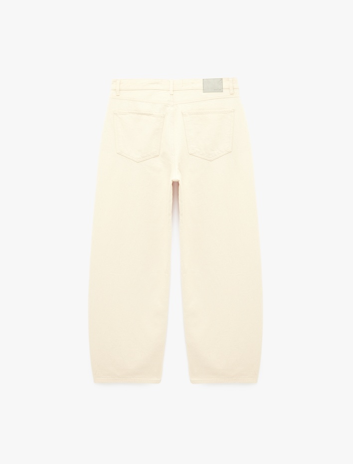  Pamuklu Bol Normal Bel Cepli Oversize Barrel Fit Jean Pantolon
