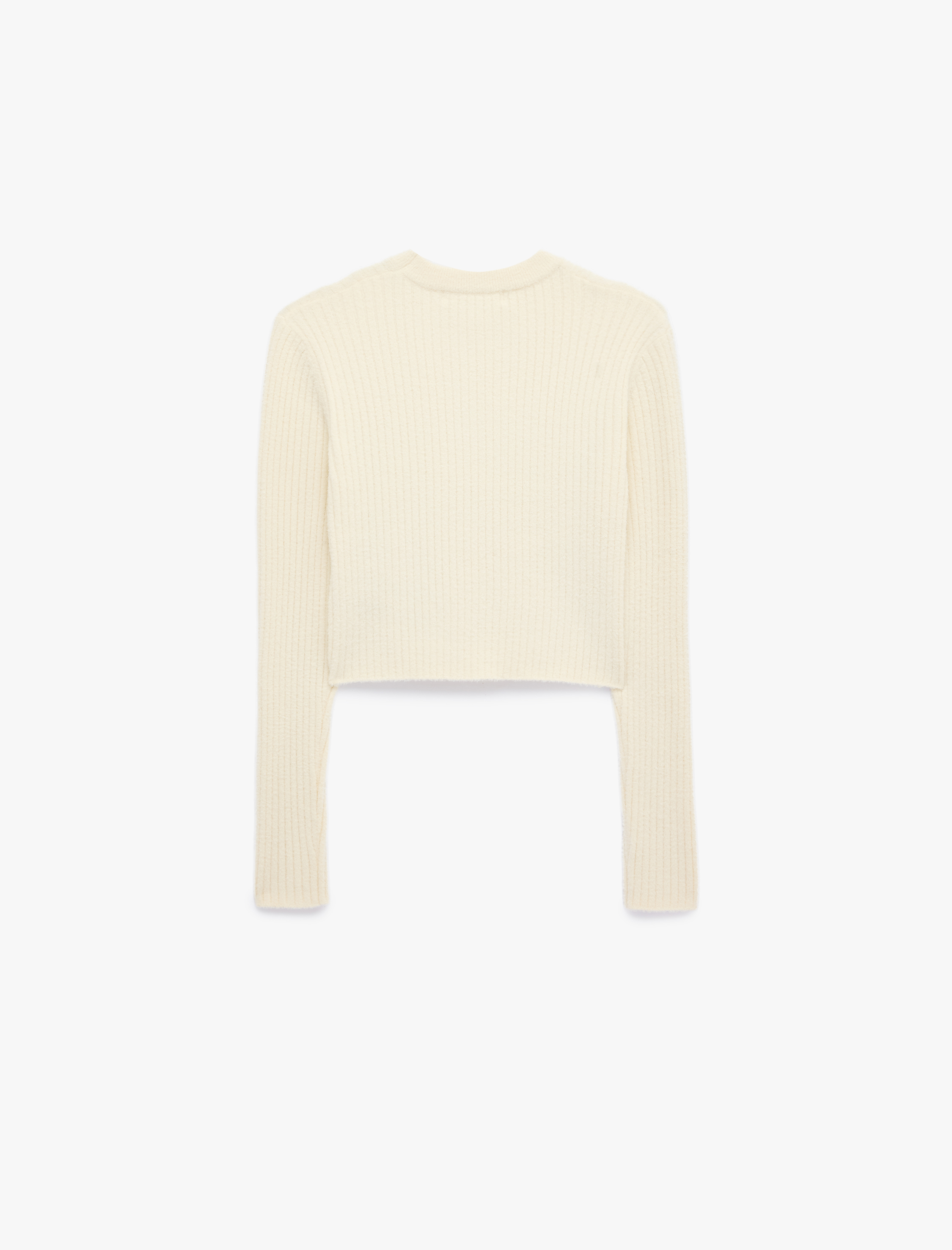   Bisiklet Yaka Uzun Kollu Slim Fit Basic Crop Triko Kazak