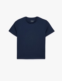 Pamuklu Slim Fit Kısa Kollu Bisiklet Yaka Spor Tişört
