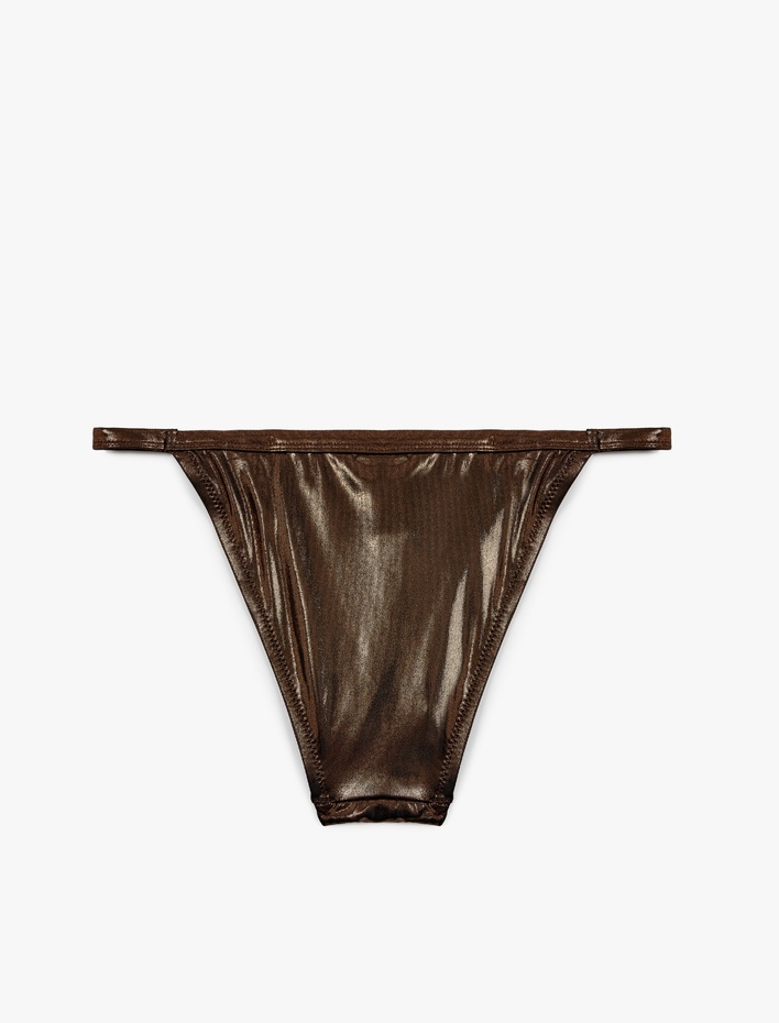  Varak Baskılı İpli Parlak Bikini Altı