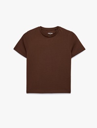 Pamuklu Slim Fit Kısa Kollu Bisiklet Yaka Spor Tişört