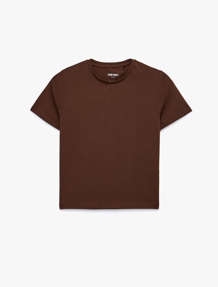  Pamuklu Slim Fit Kısa Kollu Bisiklet Yaka Spor Tişört