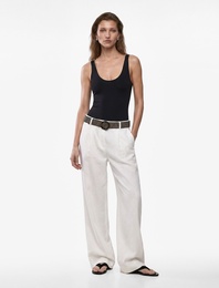 Slim Fit U Yaka Kalın Askılı Bodysuit