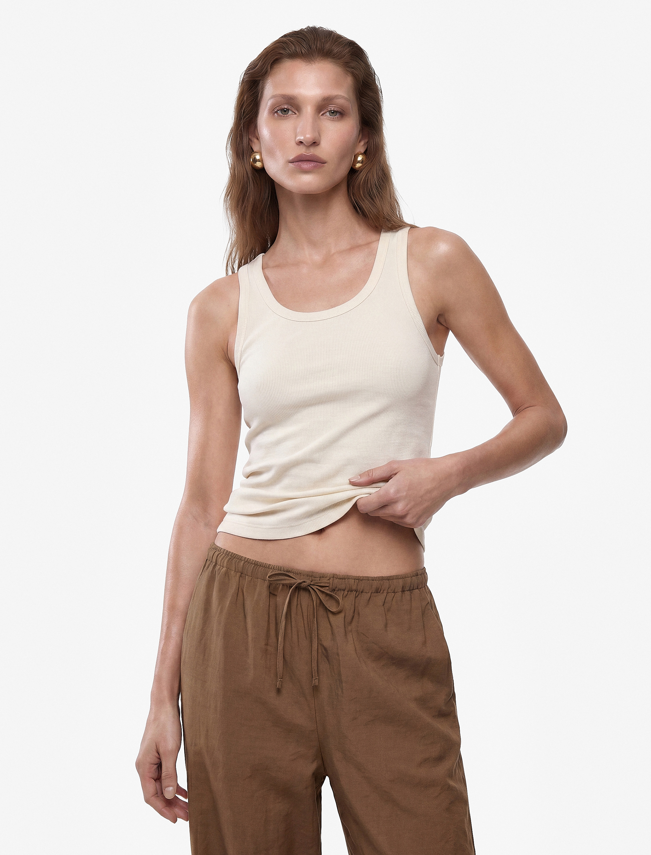   Pamuklu Kaşkorse Slim Fit U Yaka Fitilli Atlet