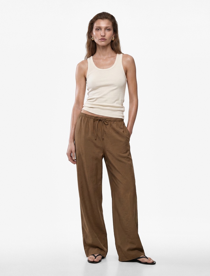  Pamuklu Kaşkorse Slim Fit U Yaka Fitilli Atlet