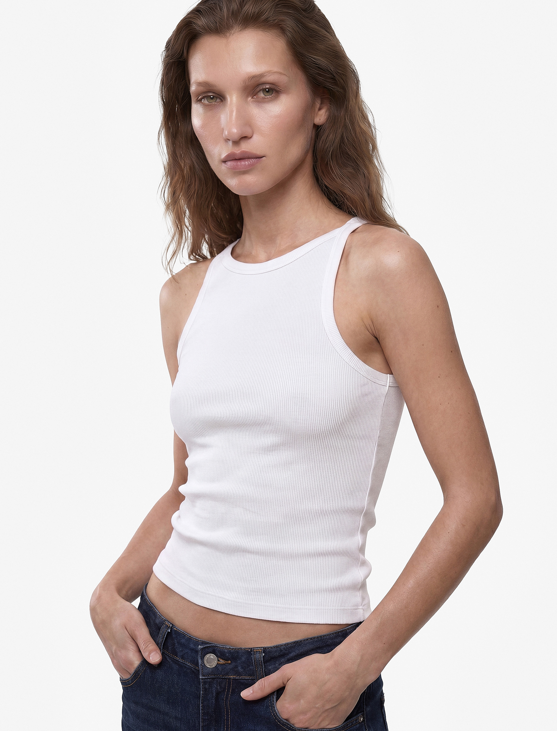   Kaşkorse Kolsuz Pamuklu Slim Fit Askılı Kare Yaka Üst