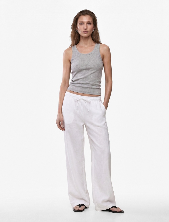  Pamuklu Kaşkorse Slim Fit U Yaka Fitilli Atlet