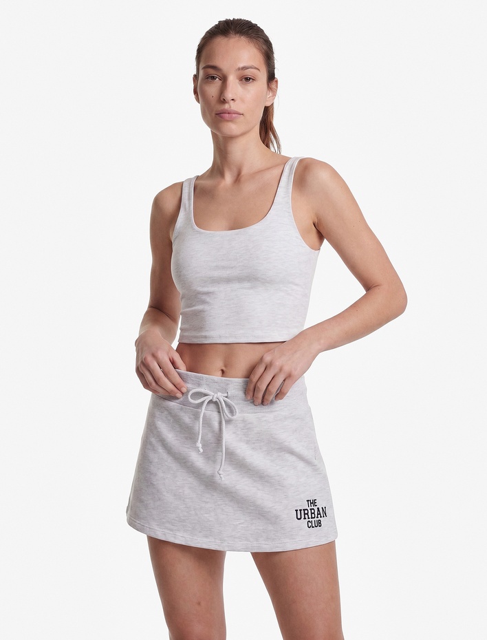  Beli Bağcıklı Slim Fit Nakışlı Mini Spor Şort Etek