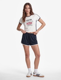 Beli Bağcıklı Rahat Kalıp Biyeli Spor Mini Şort