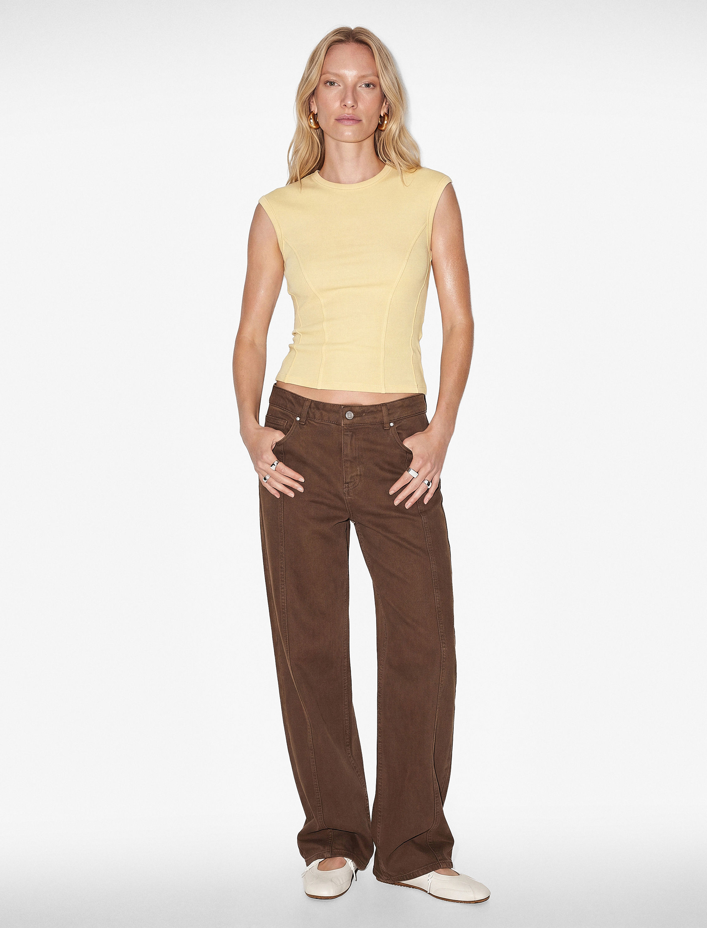   Pamuklu Slim Fit Bisiklet Yaka Fitilli Kolsuz Tişört