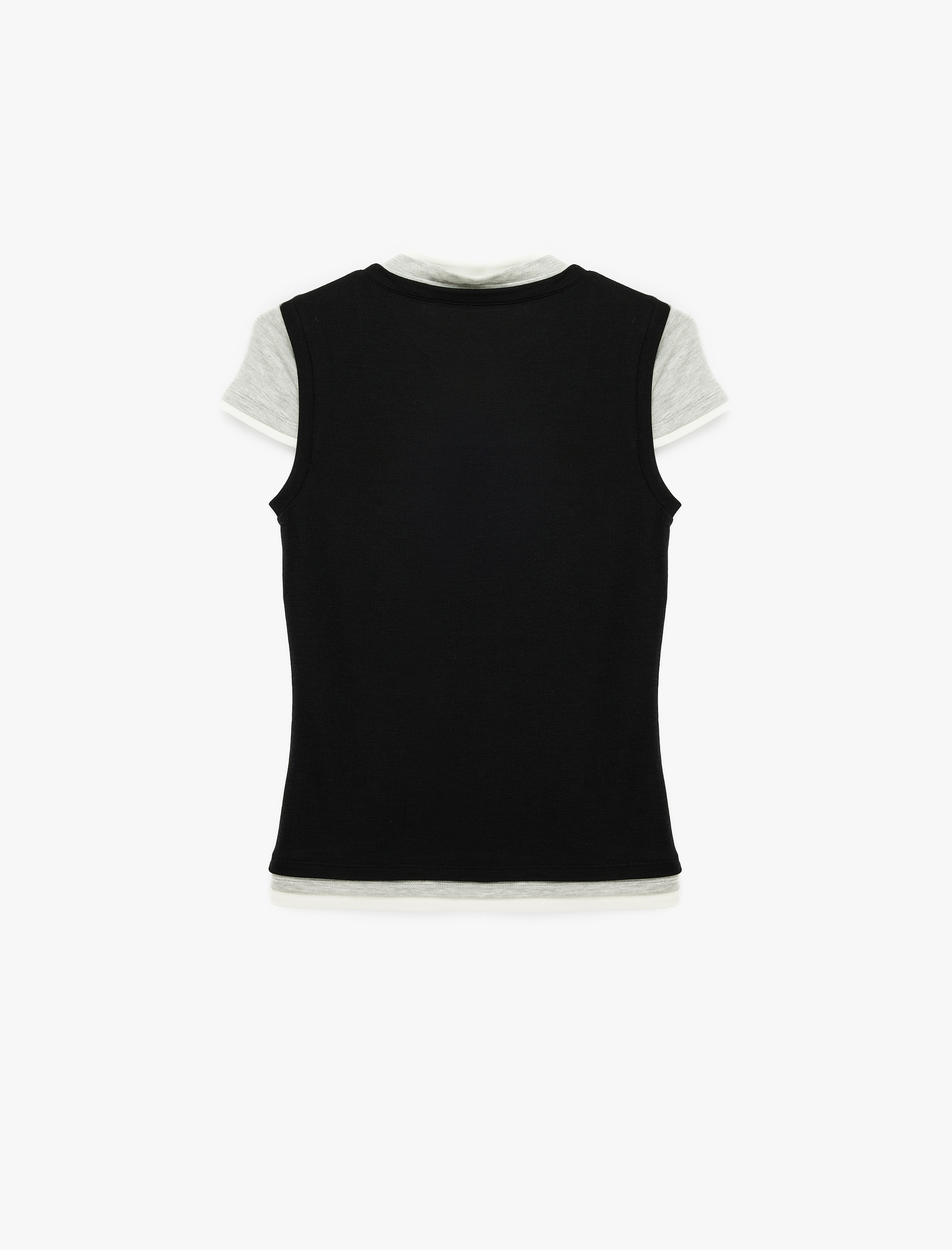   Slim Fit Bisiklet Yaka Katmanlı Viskon Karışımlı Kısa Kollu Tişört