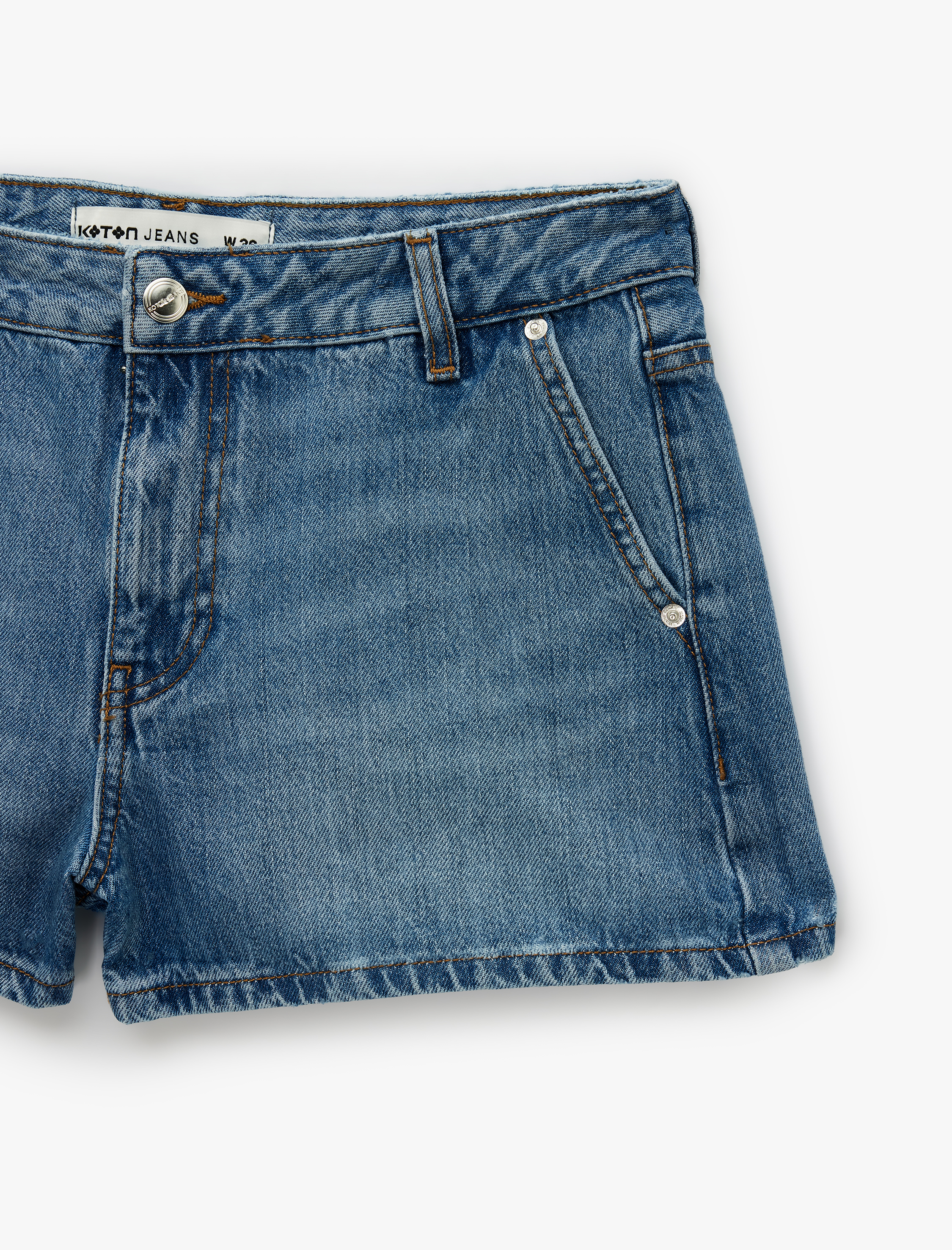   Regular Fit Pamuklu Chino Cepli Mini Denim Şort