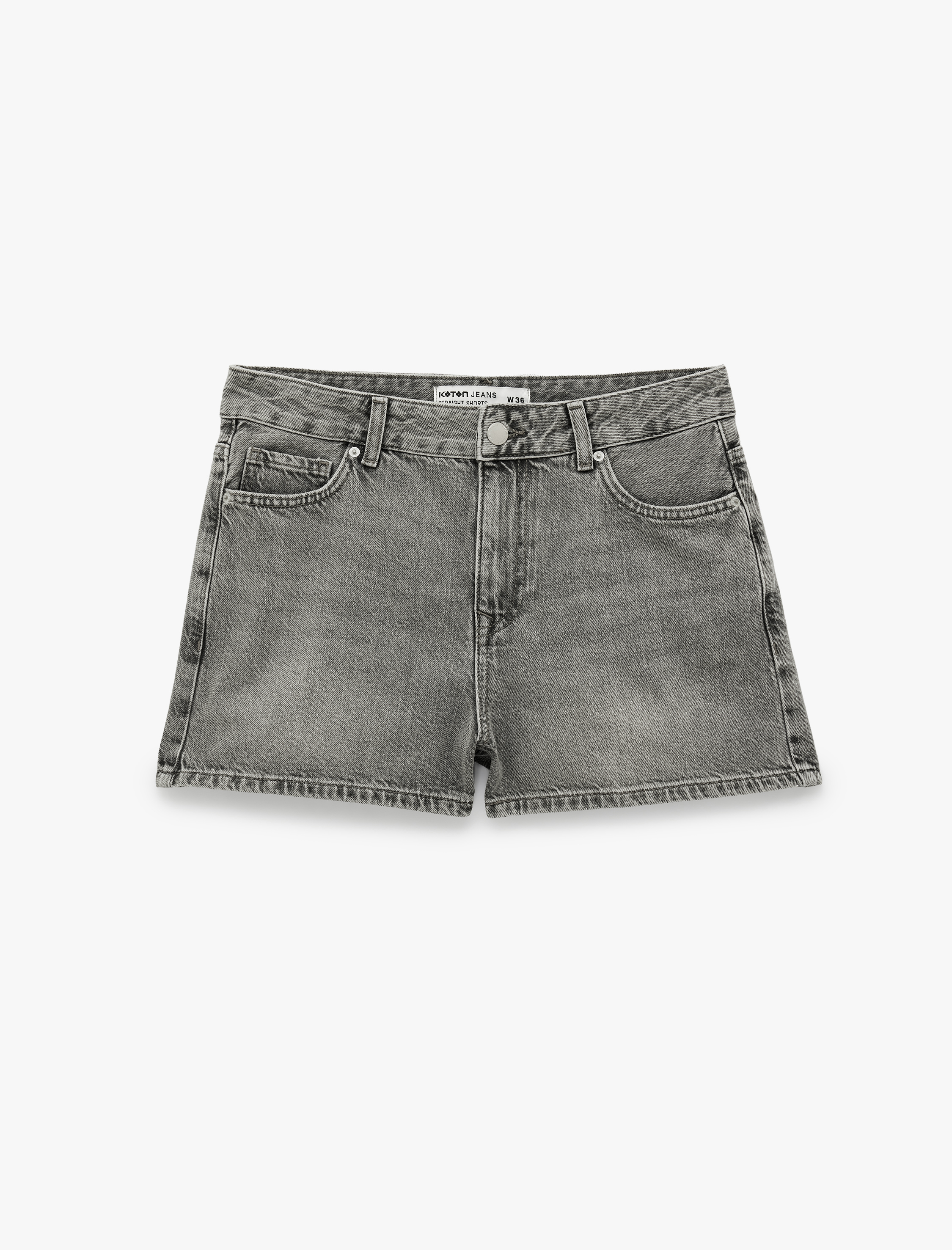   Pamuklu Regular Fit Cepli Düğmeli Yıkamalı Mini Denim Şort