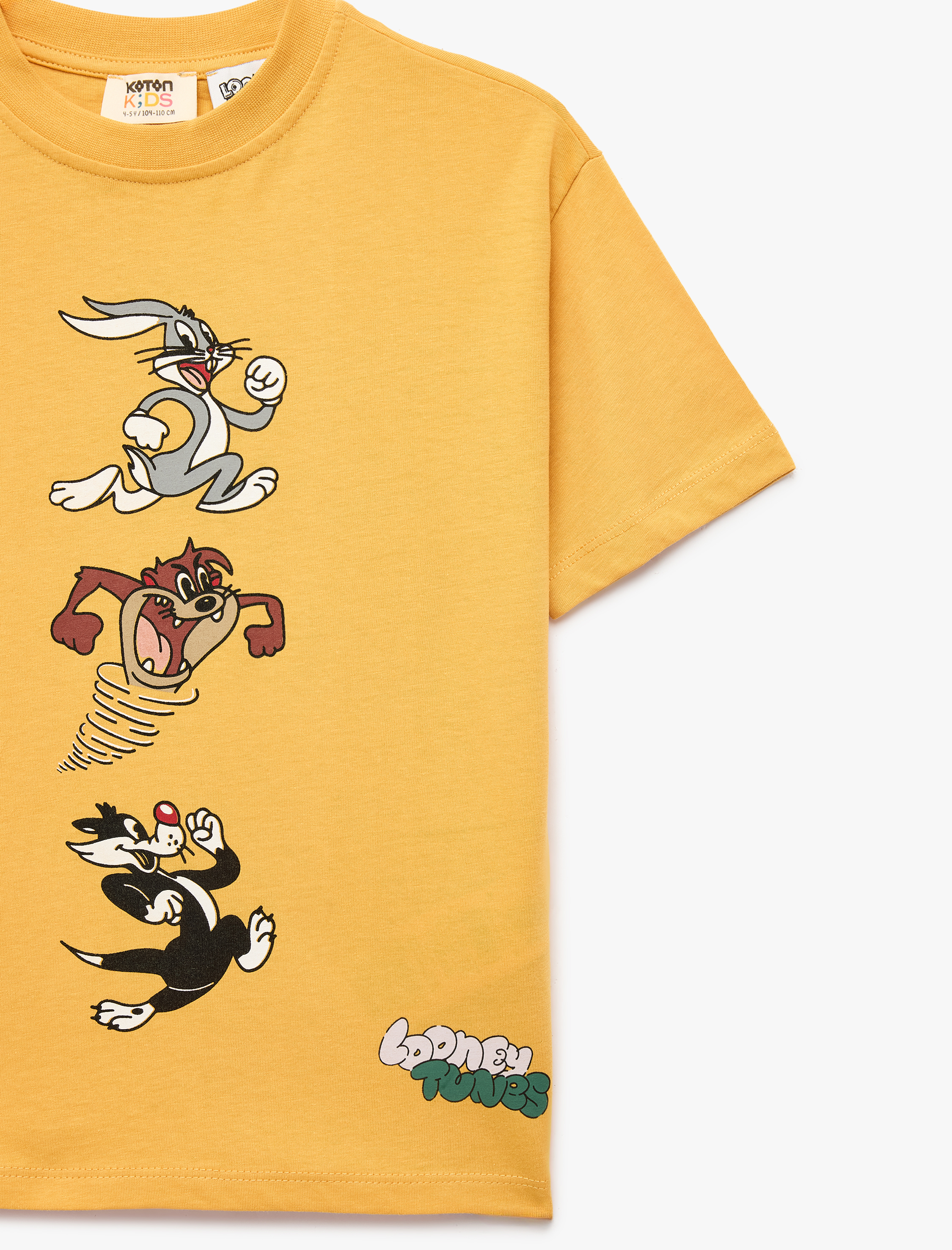 Erkek Çocuk Pamuklu Looney Tunes Baskılı Bisiklet Yaka Kısa Kollu Lisanslı Tişört