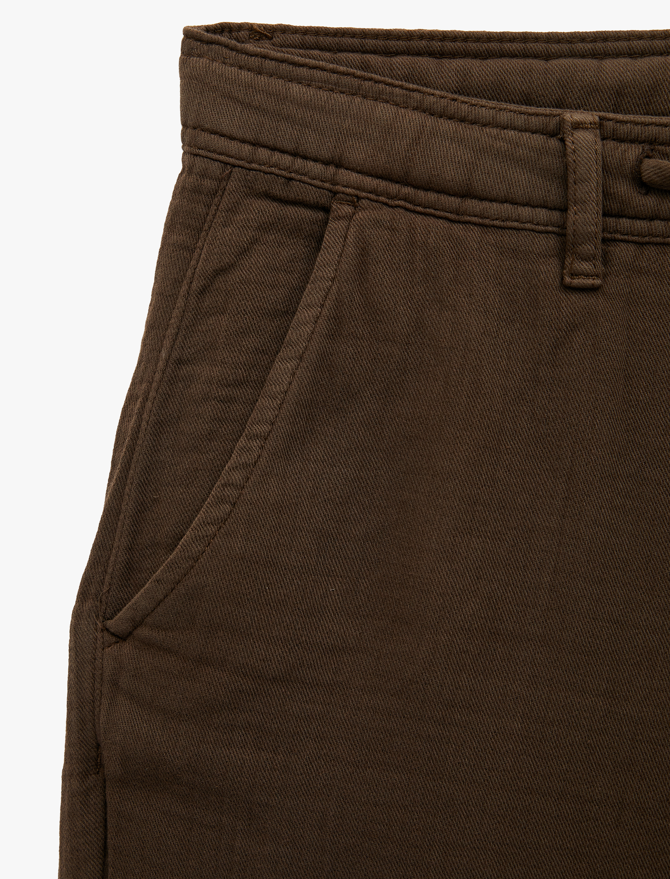   Pamuklu Cepli Straight Fit Beli Bağcıklı Düğmeli Pantolon