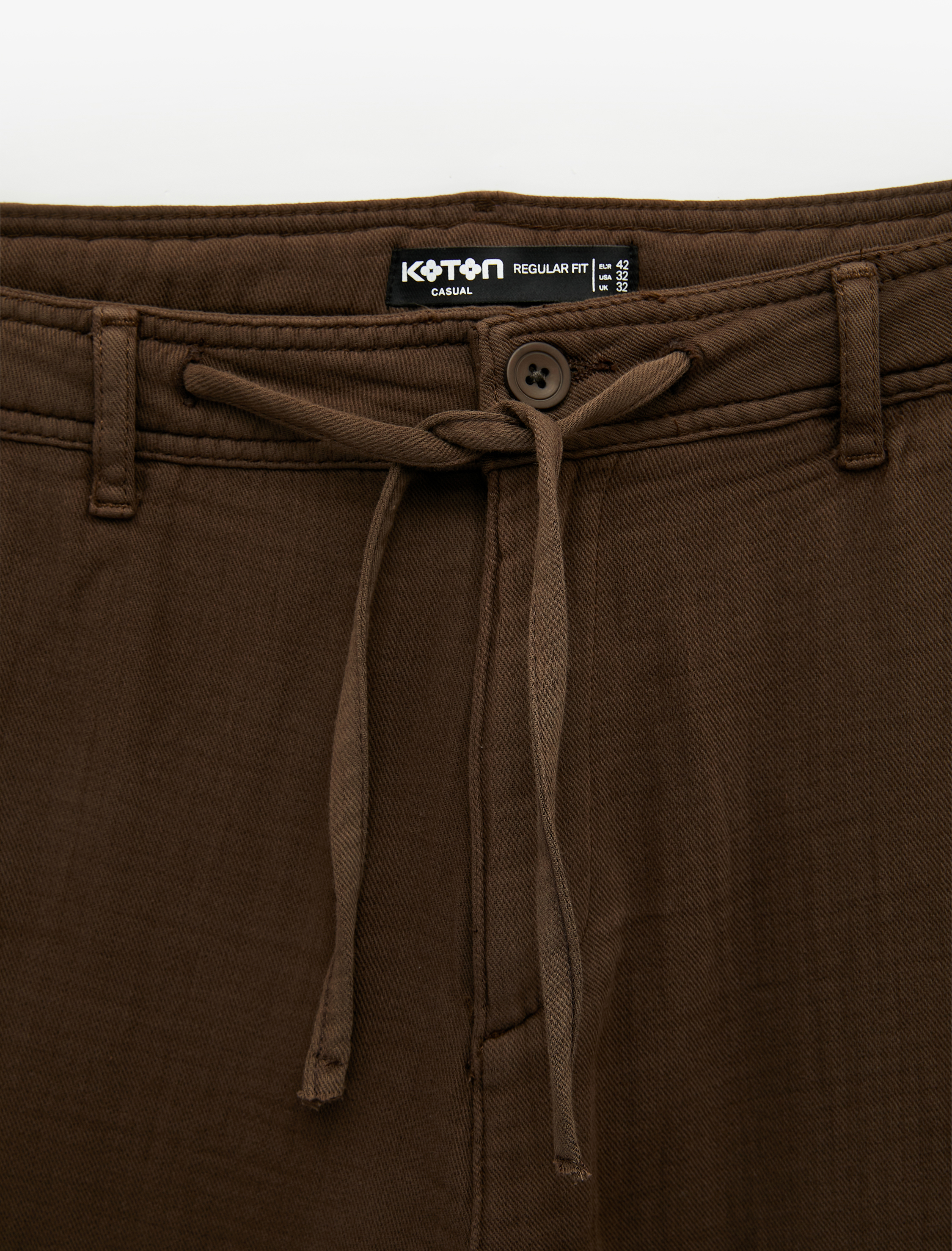   Pamuklu Cepli Straight Fit Beli Bağcıklı Düğmeli Pantolon