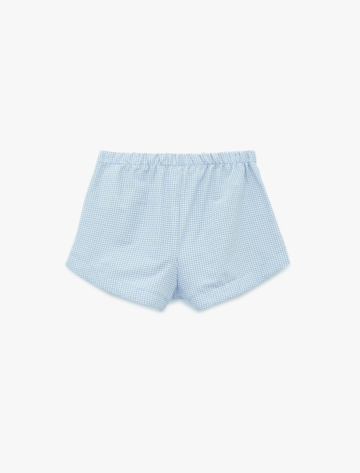  Rahat Kalıp Pamuk Karışımlı Pötikareli Şort Pijama Altı