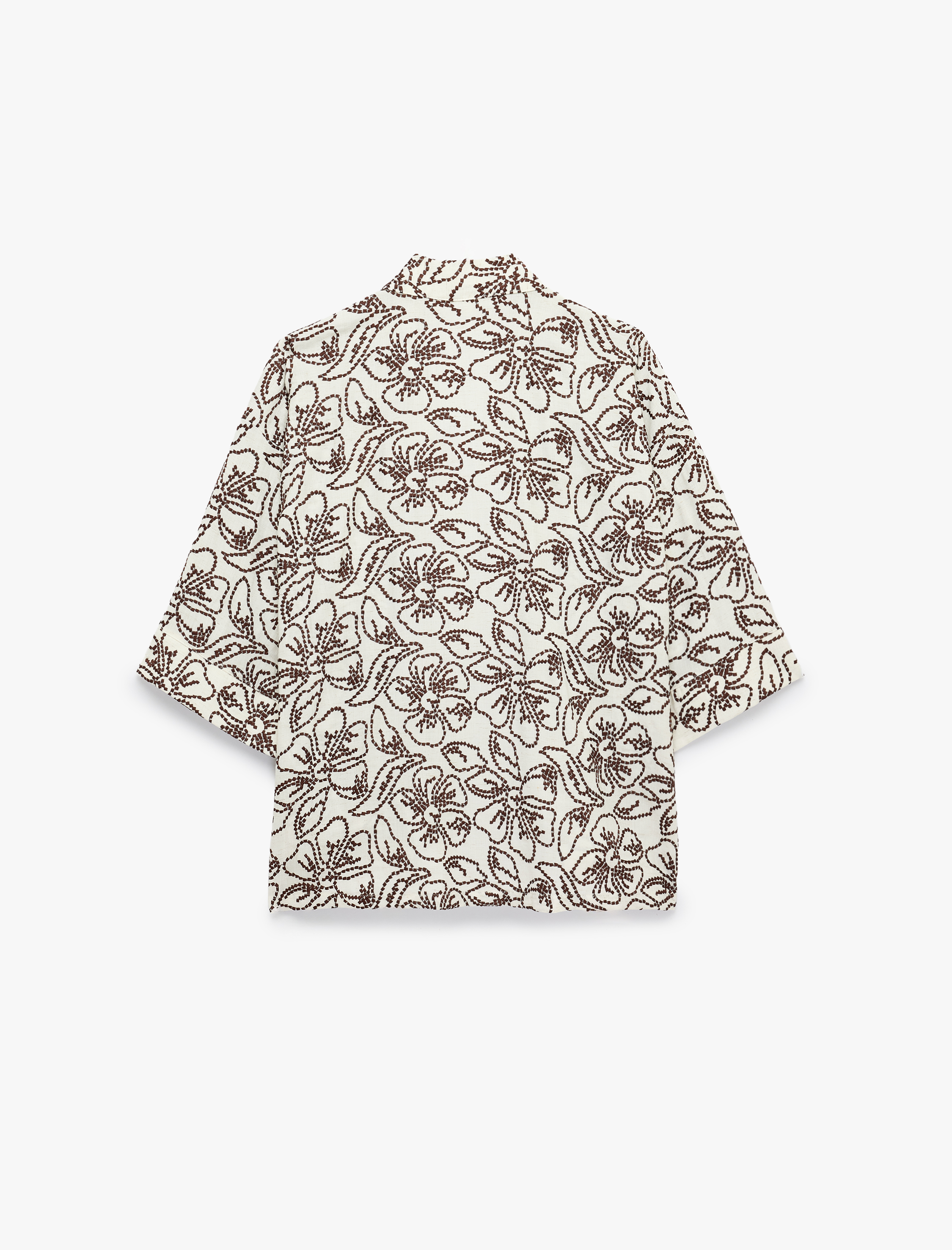   Koton X Melis Ağazat - Keten Karışımlı Cepli Floral Nakış Detaylı Kimono