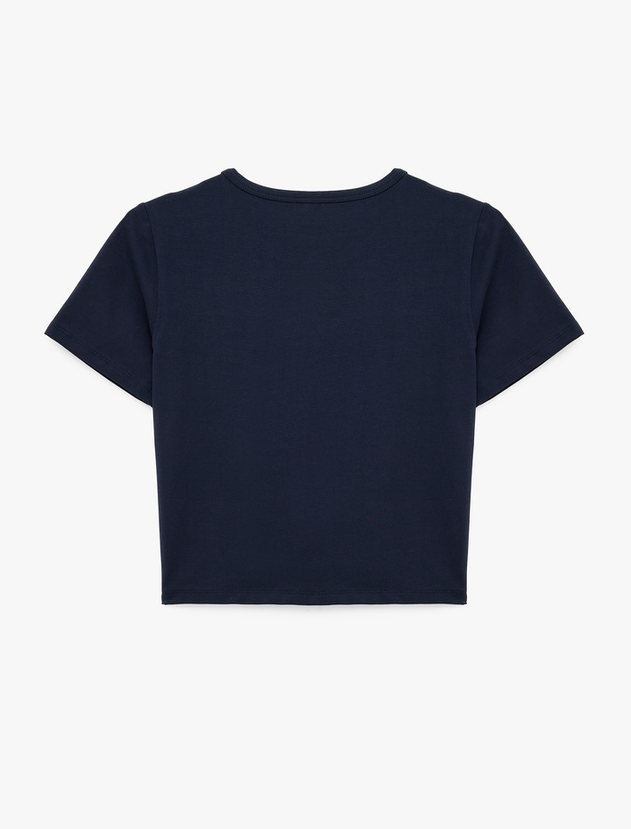  Slim Fit Kısa Kollu Pamuklu Bisiklet Yaka Spor Tişört