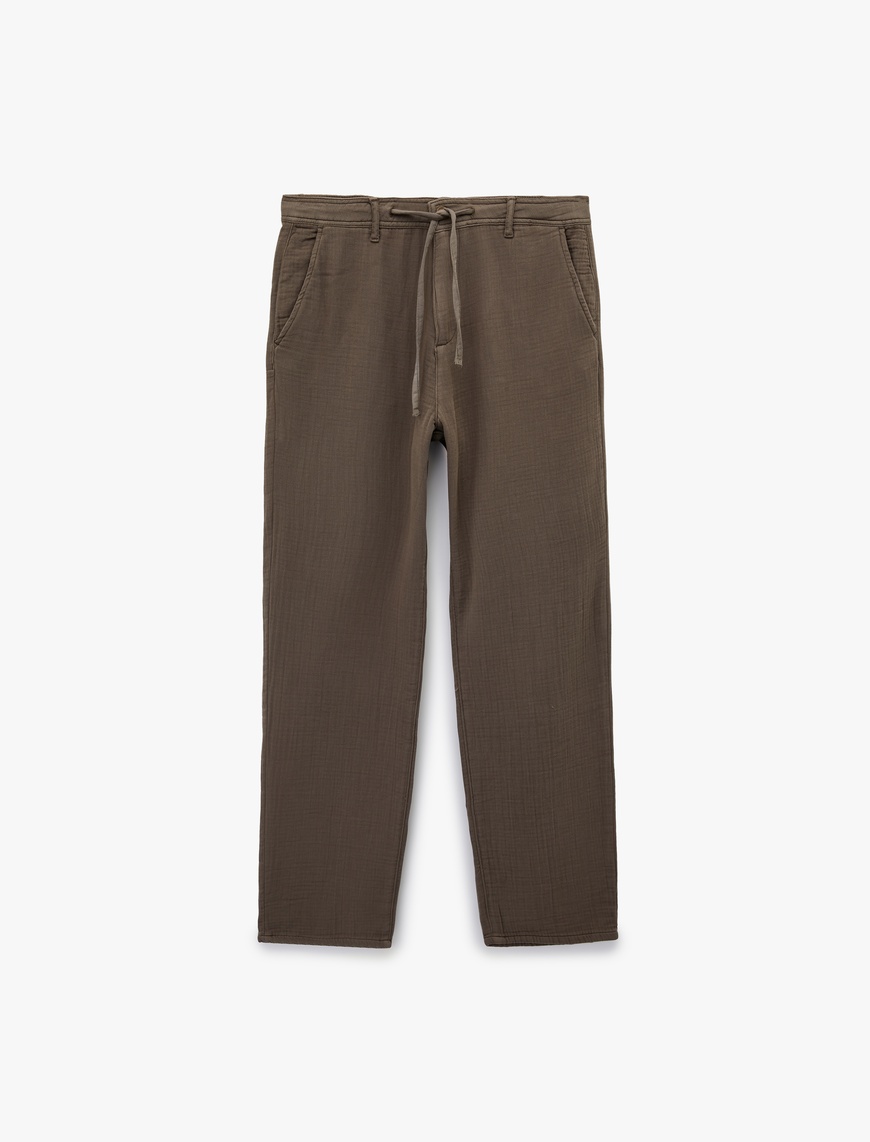 Koton Erkek Pamuklu Cepli Straight Fit Beli Bağcıklı Düğmeli Pantolon