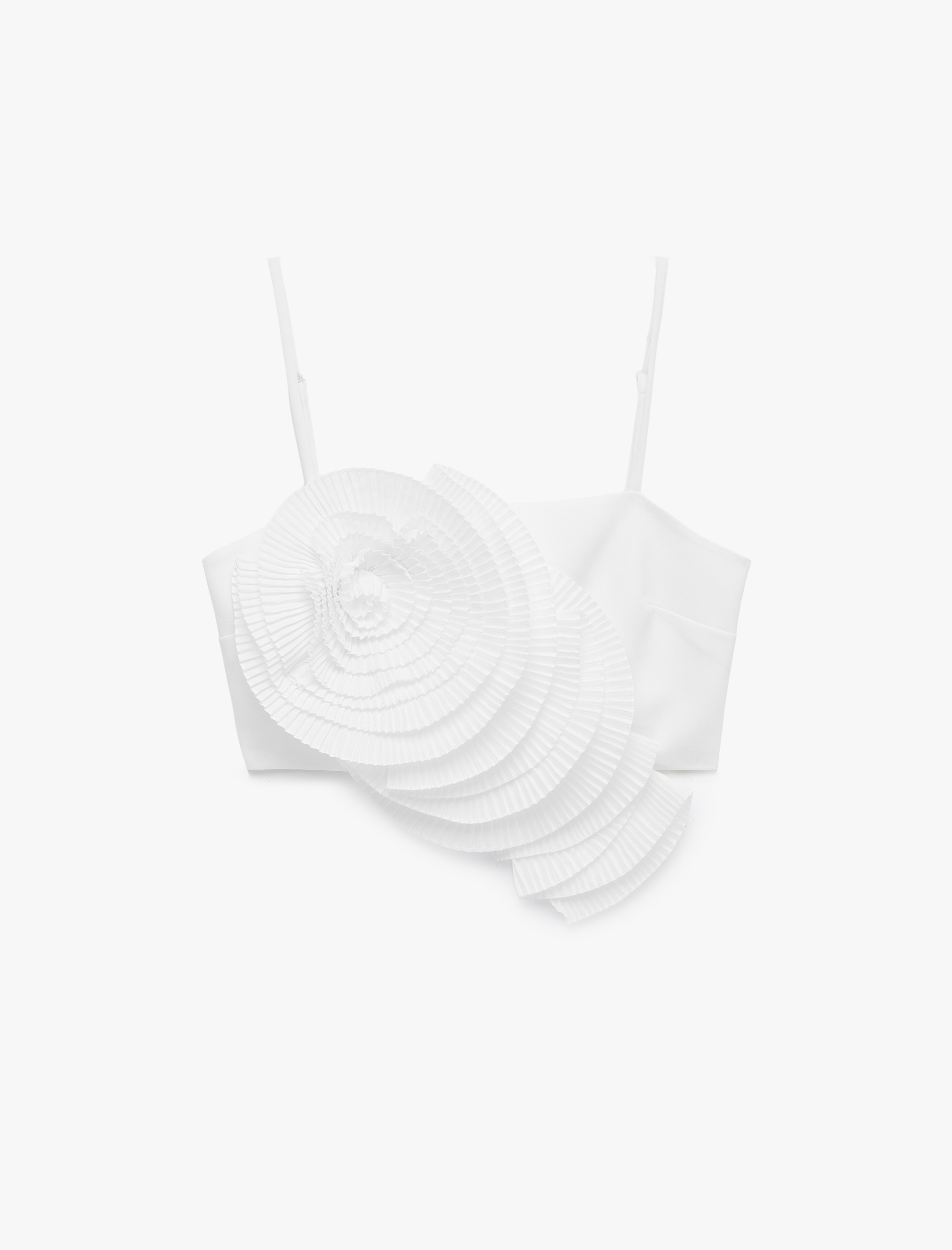   Koton X Sibil Çetinkaya - Slim Fit Kat Kat Gül Aplike Detaylı İp Askılı Crop Top