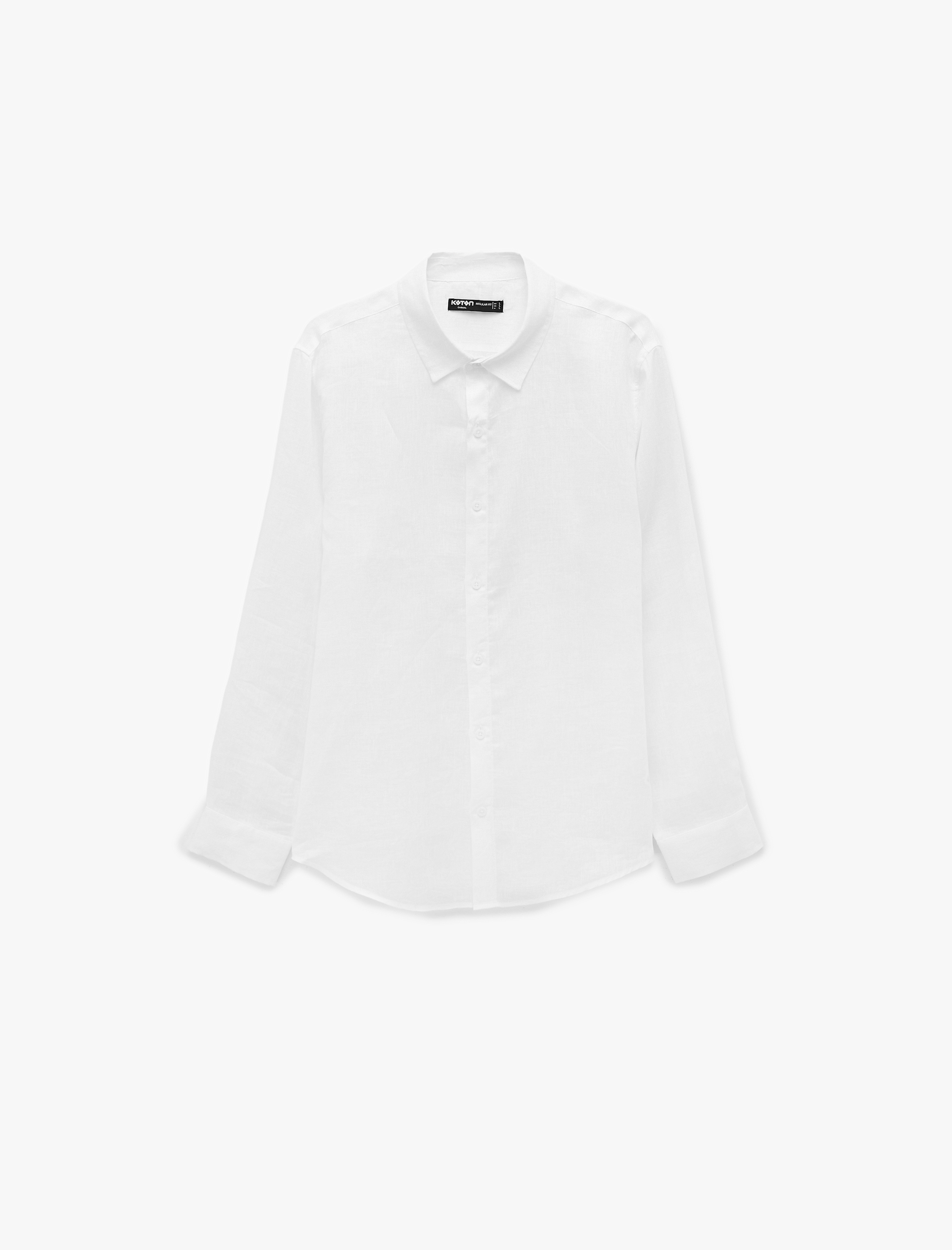   Klasik Yaka Regular Fit Uzun Kollu Keten Gömlek
