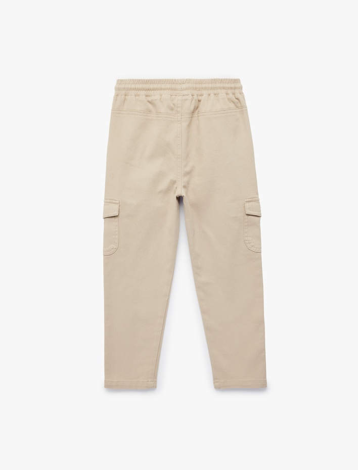 Erkek Bebek Pamuklu Beli Bağcıklı Kargo Cepli Gabardin Pantolon