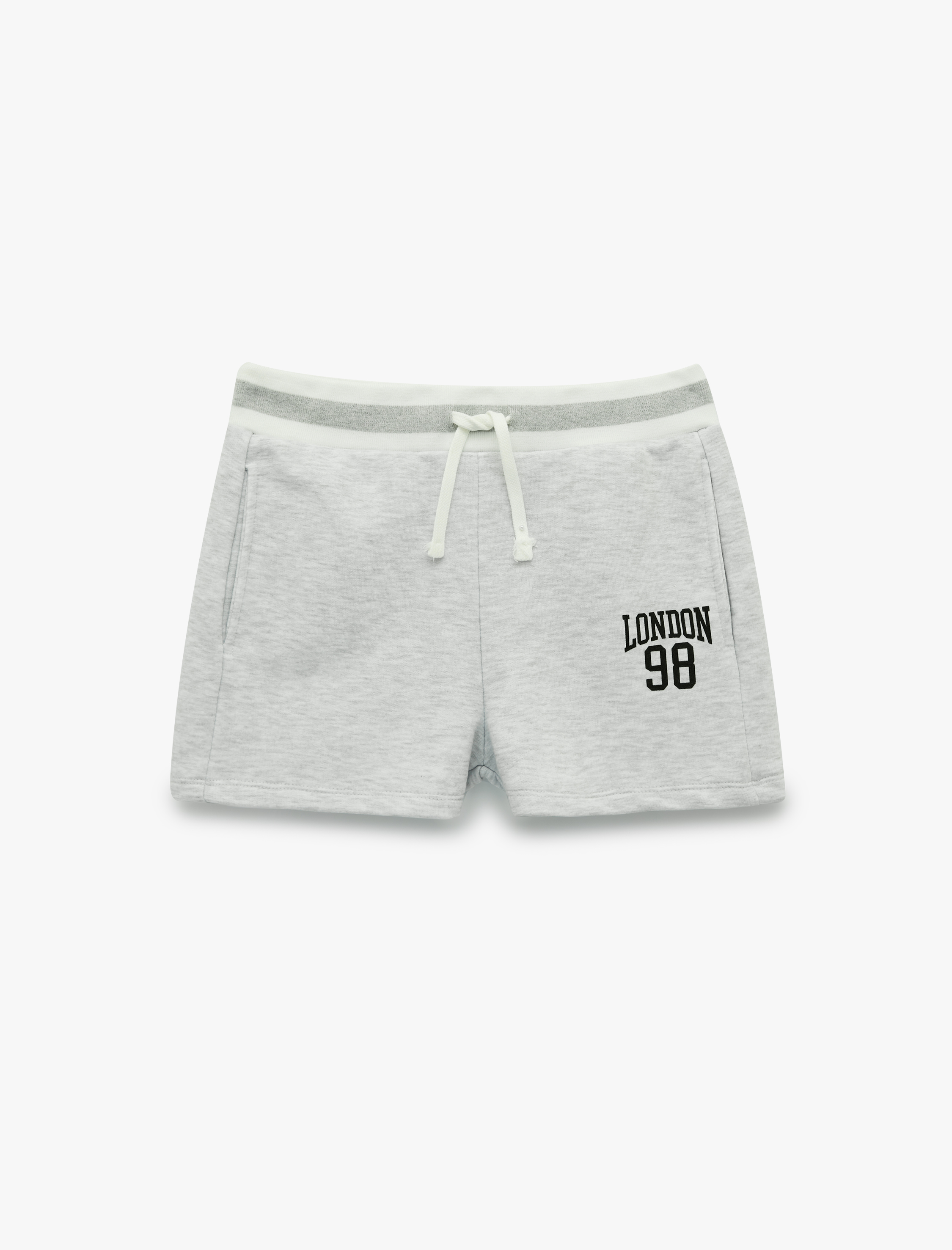   Regular Fit Cepli Beli Bağcıklı Biyeli Baskılı Pamuklu Mini Şort