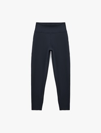 Slim Fit Dikiş Detaylı Yüksek Bel Spor Tayt