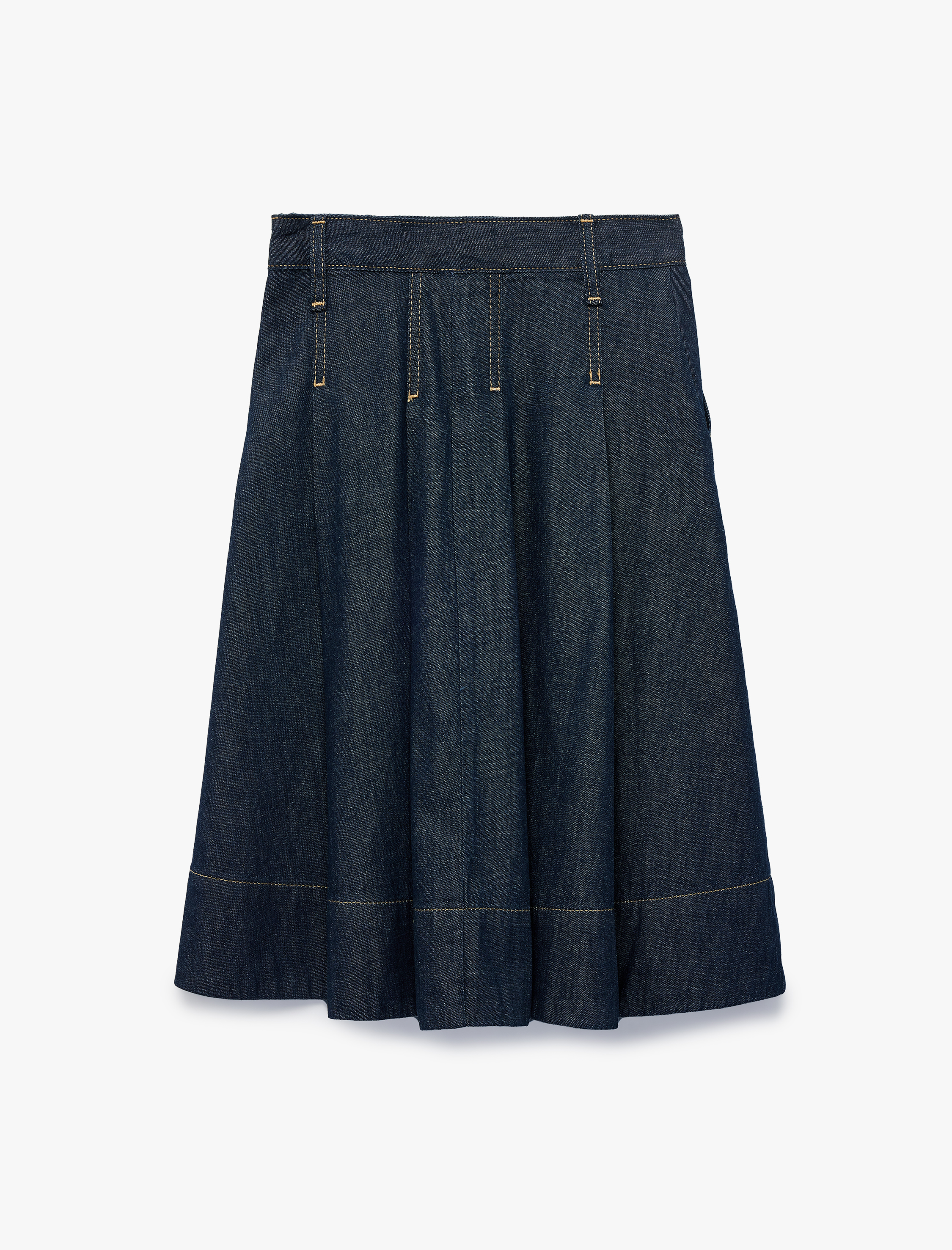  Kız Çocuk Pamuklu A Kesim Pileli Midi Denim Etek
