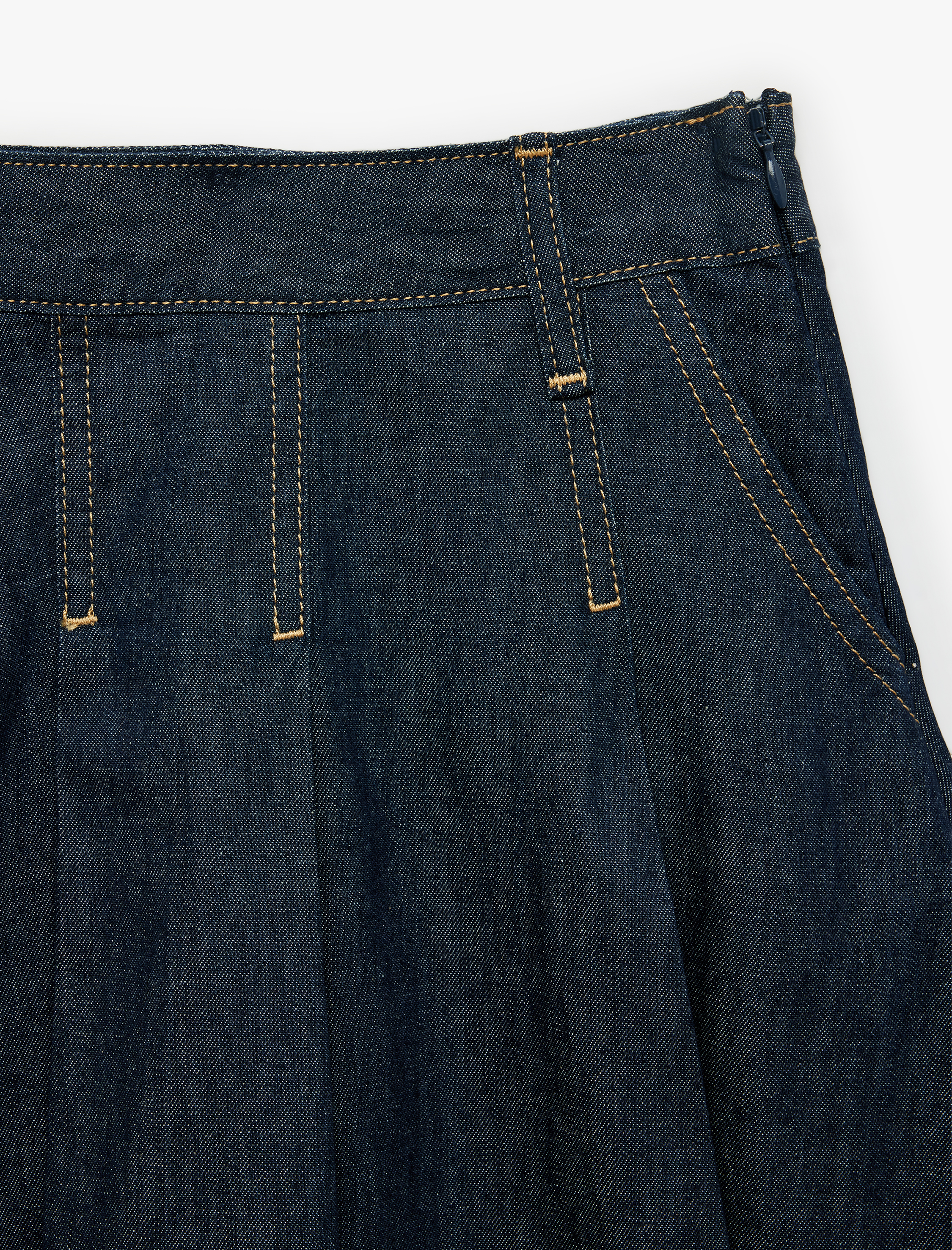  Kız Çocuk Pamuklu A Kesim Pileli Midi Denim Etek